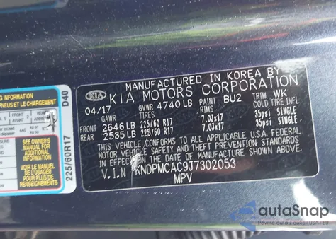 2018 Kia Sportage Lx из США, поврежденный, VIN KNDPMCAC9J7302053